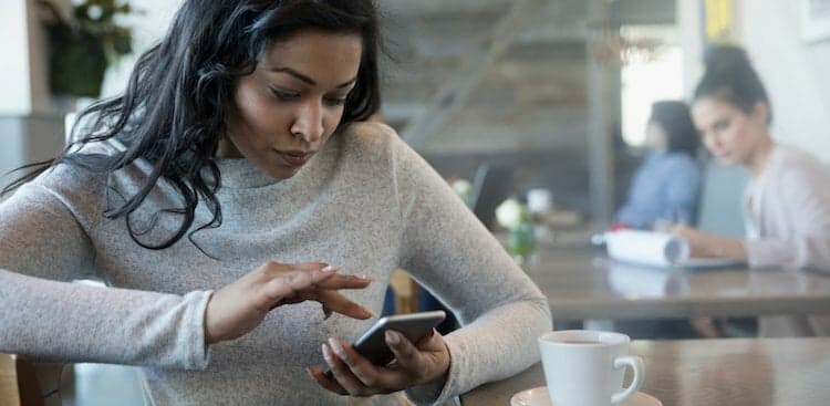 person posting on social media