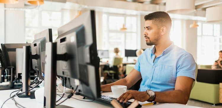 person on computer