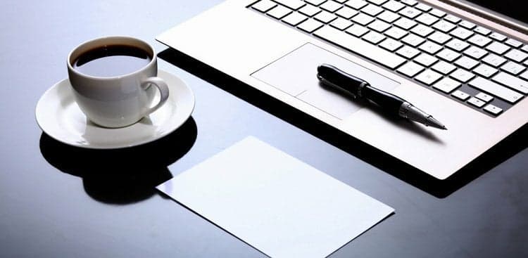 computer and coffee