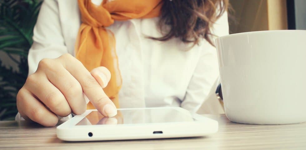 person on tablet
