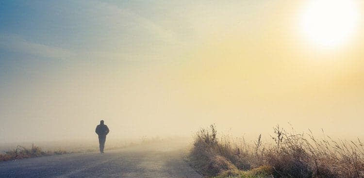 man walking away
