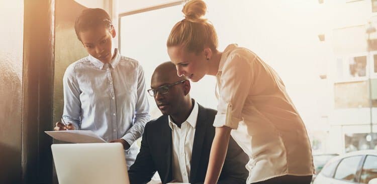 Millennials working together
