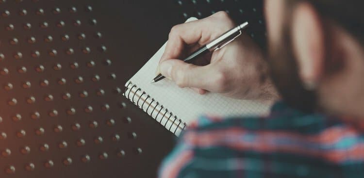 man writing