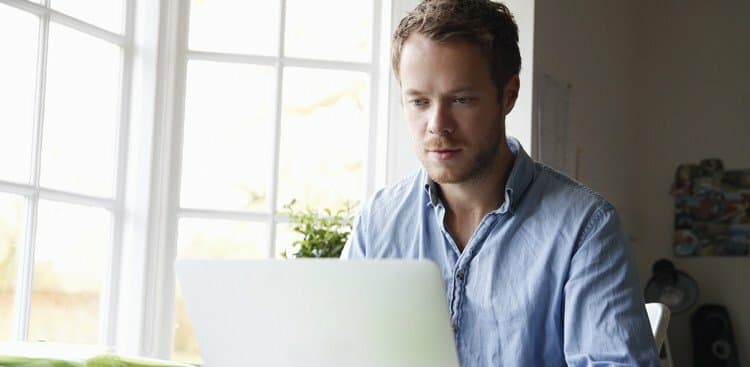 man reading email