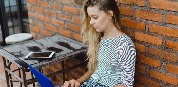 person working on social media