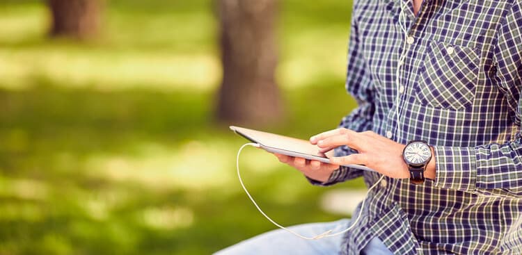 man on tablet