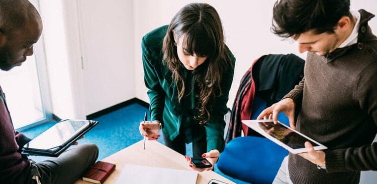 Millennials working together