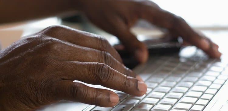 person typing