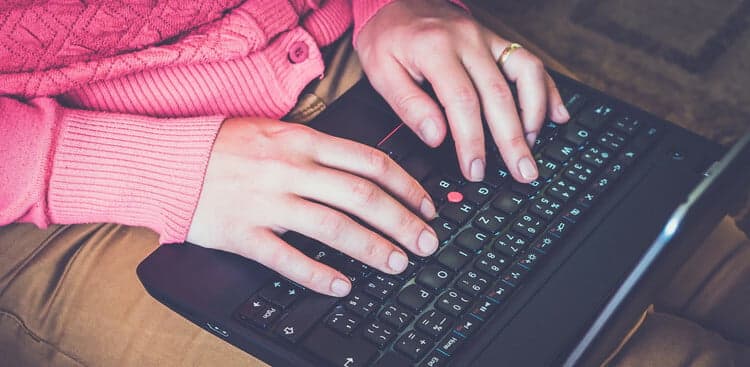 person typing