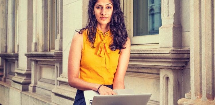 woman on computer