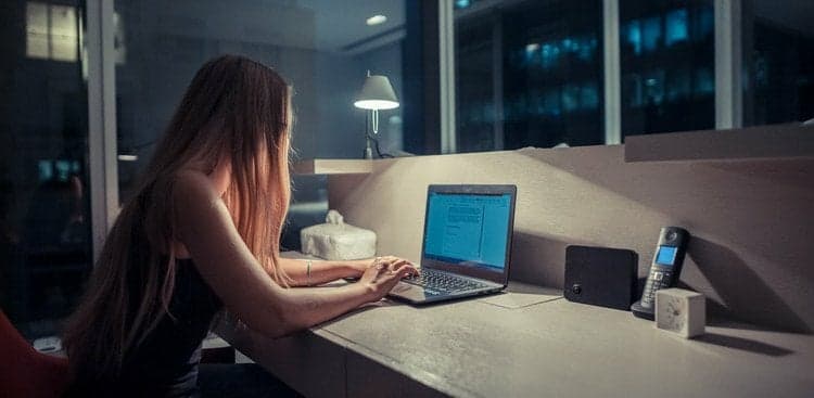 person working late