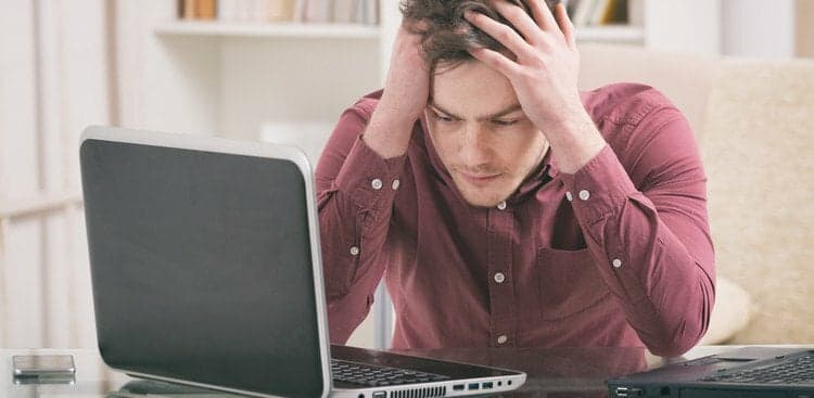 man frustrated at work