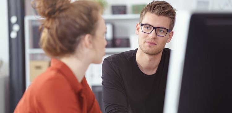 co-workers talking