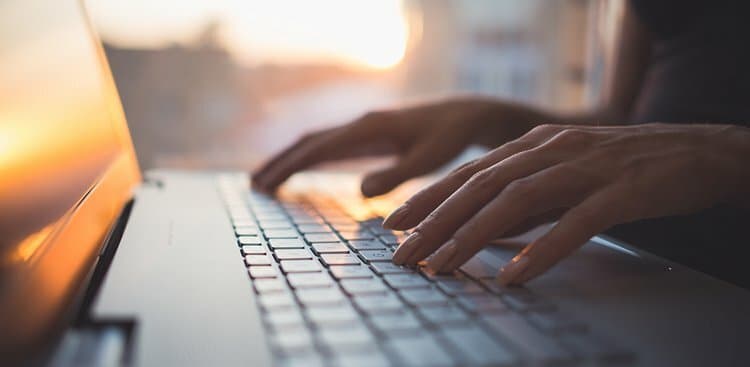person typing