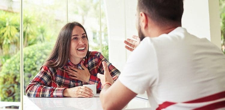 two people talking