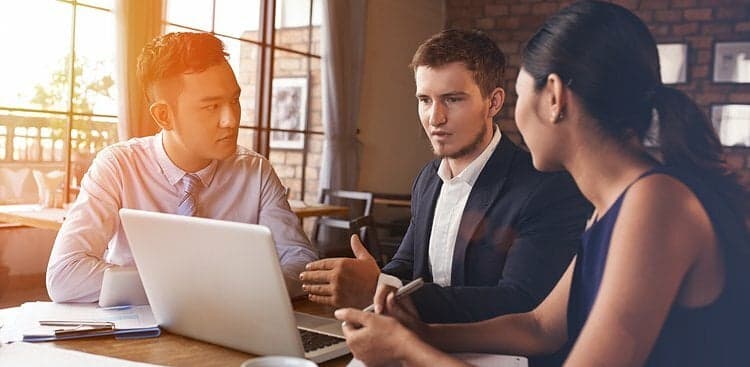 man interrupting meeting