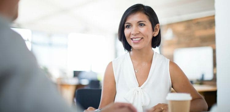 person in meeting