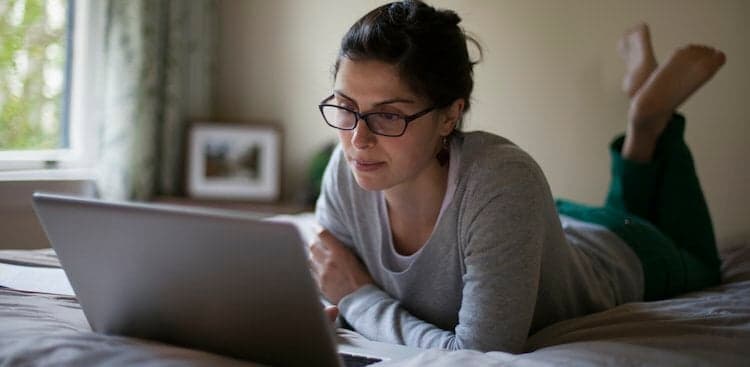 person checking email