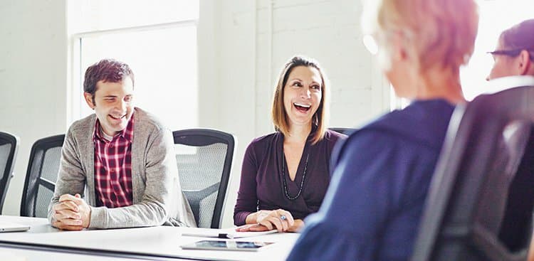colleagues talking