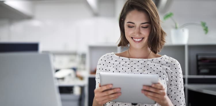person on tablet