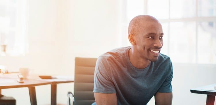 person happy at work