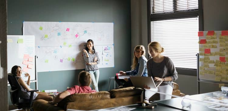 people working in an office