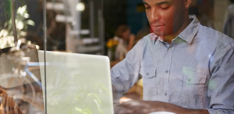 person on computer