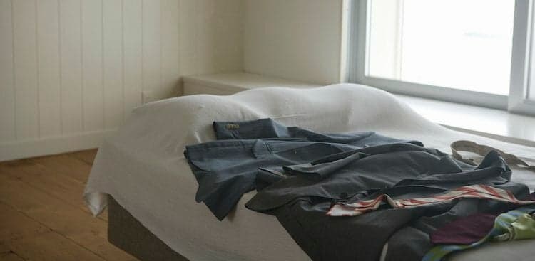 clothes on bed