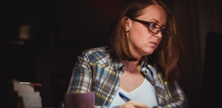 woman working at night
