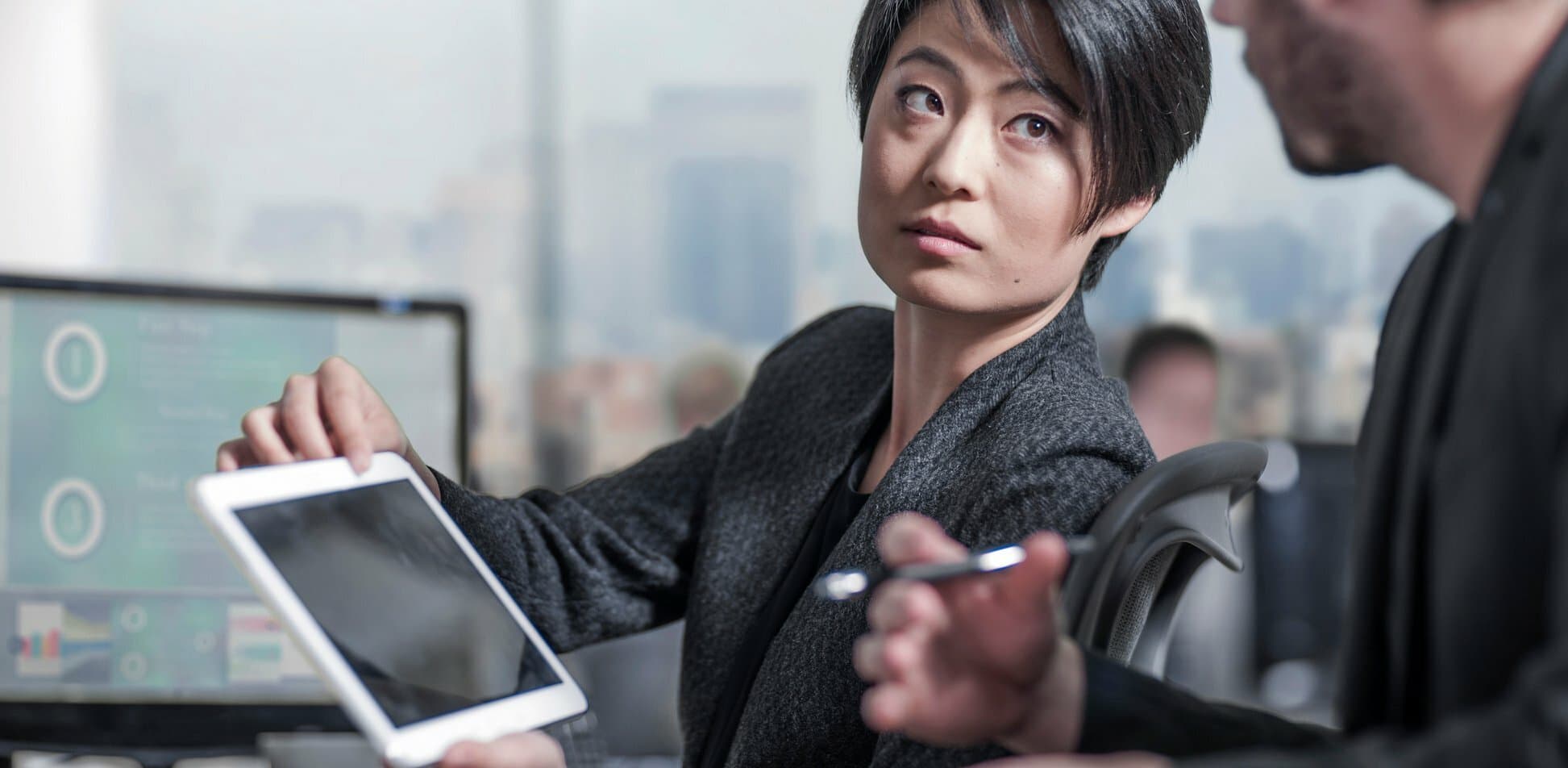 co-workers speaking