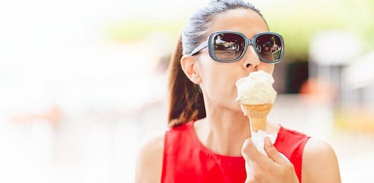 person eating ice cream