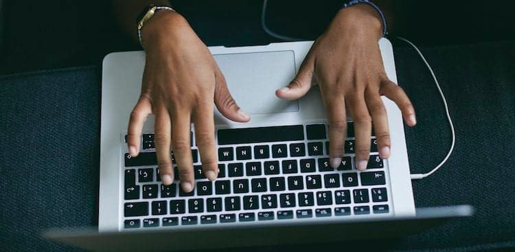 person typing