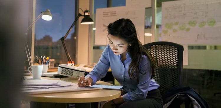 person working at night