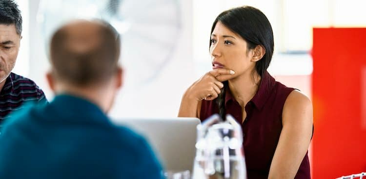 person in meeting