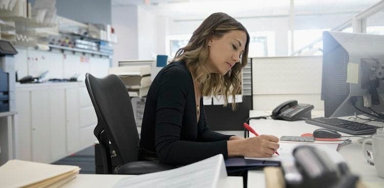 person at desk