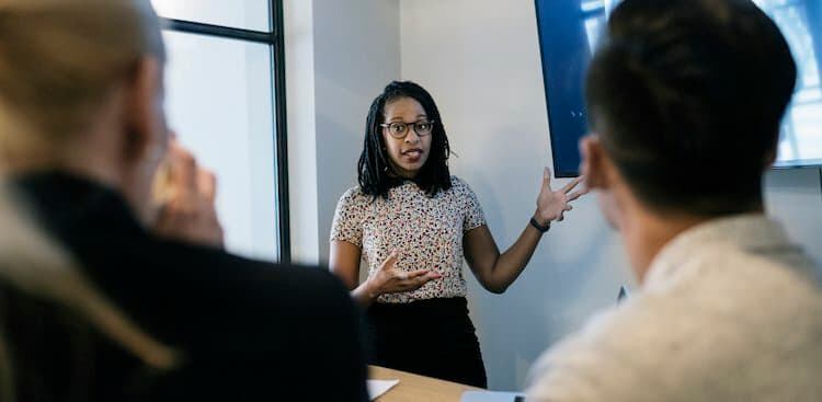 person giving presentation