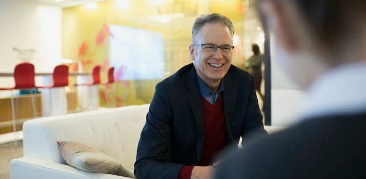 person in interview