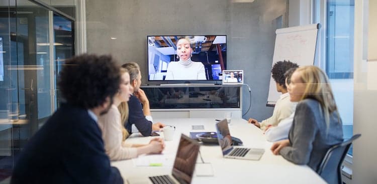 team having a video meeting