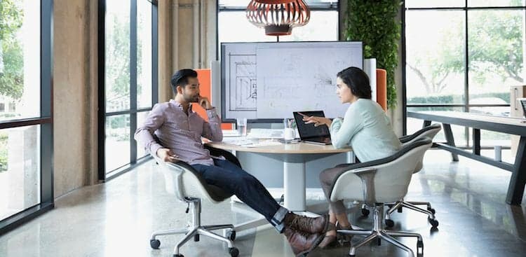 two people chatting