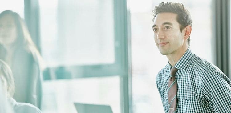 person in meeting