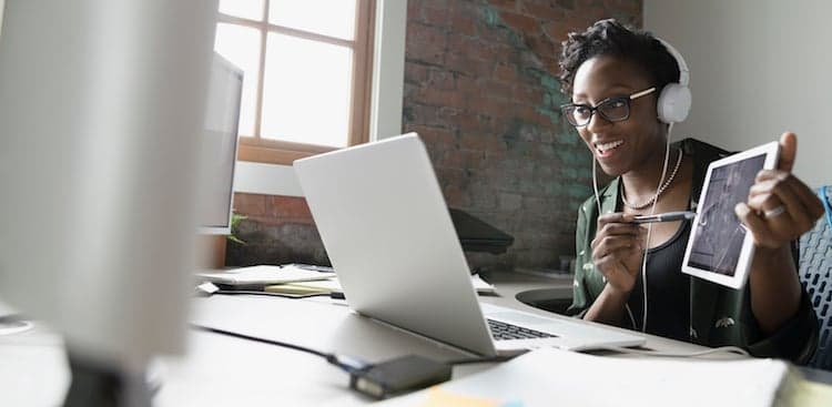 person working remotely