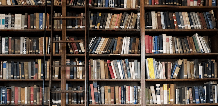 bookshelves in a library