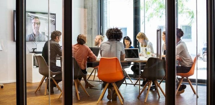 people in video meeting