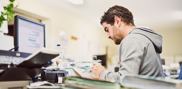 person working hard