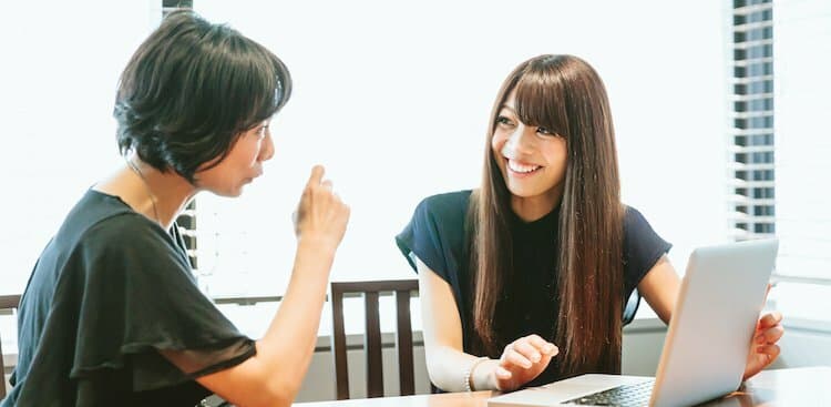 two people talking