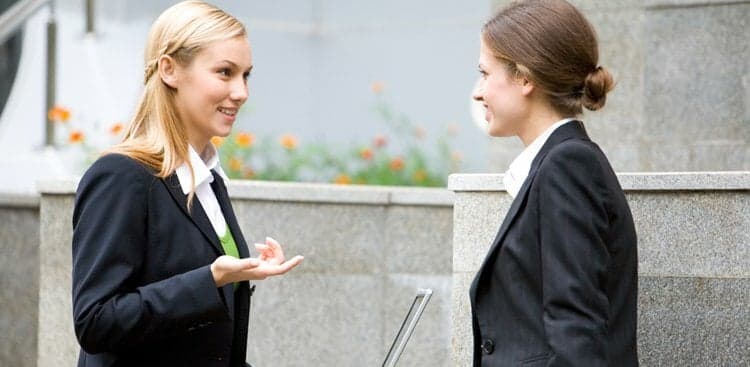 co-workers talking
