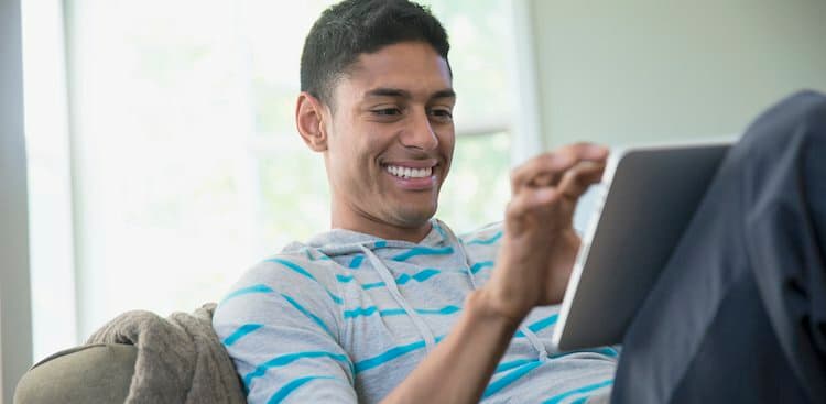 person on tablet