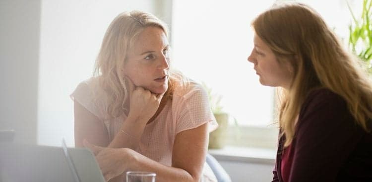 two people talking