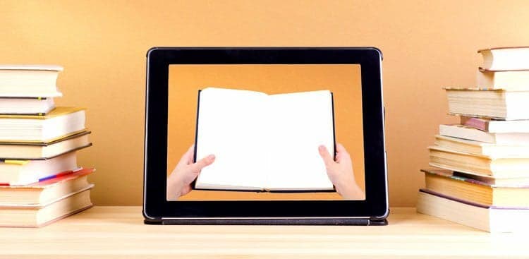 tablet and book