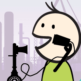 Cartoon character on the phone.